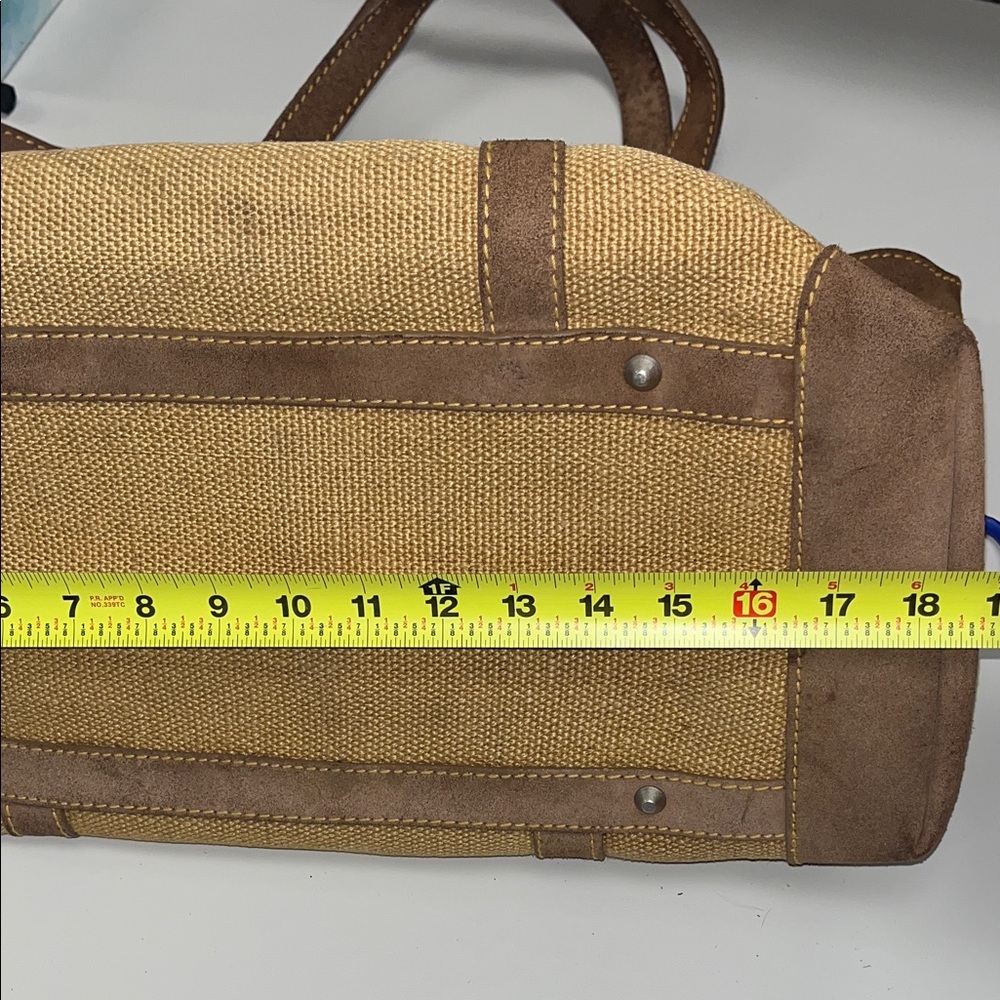 Tommy Bahama Large Tan Burlap and Brown Men's Travel Tote - Picture 16 of 16